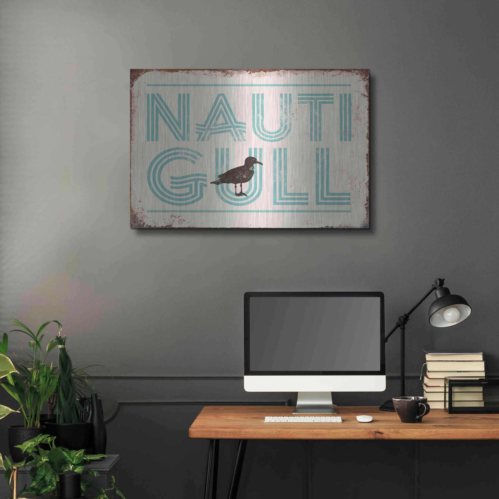 Luxe Metal Art 'Nautigull' by JJ Brando, Metal Wall Art,36x24
