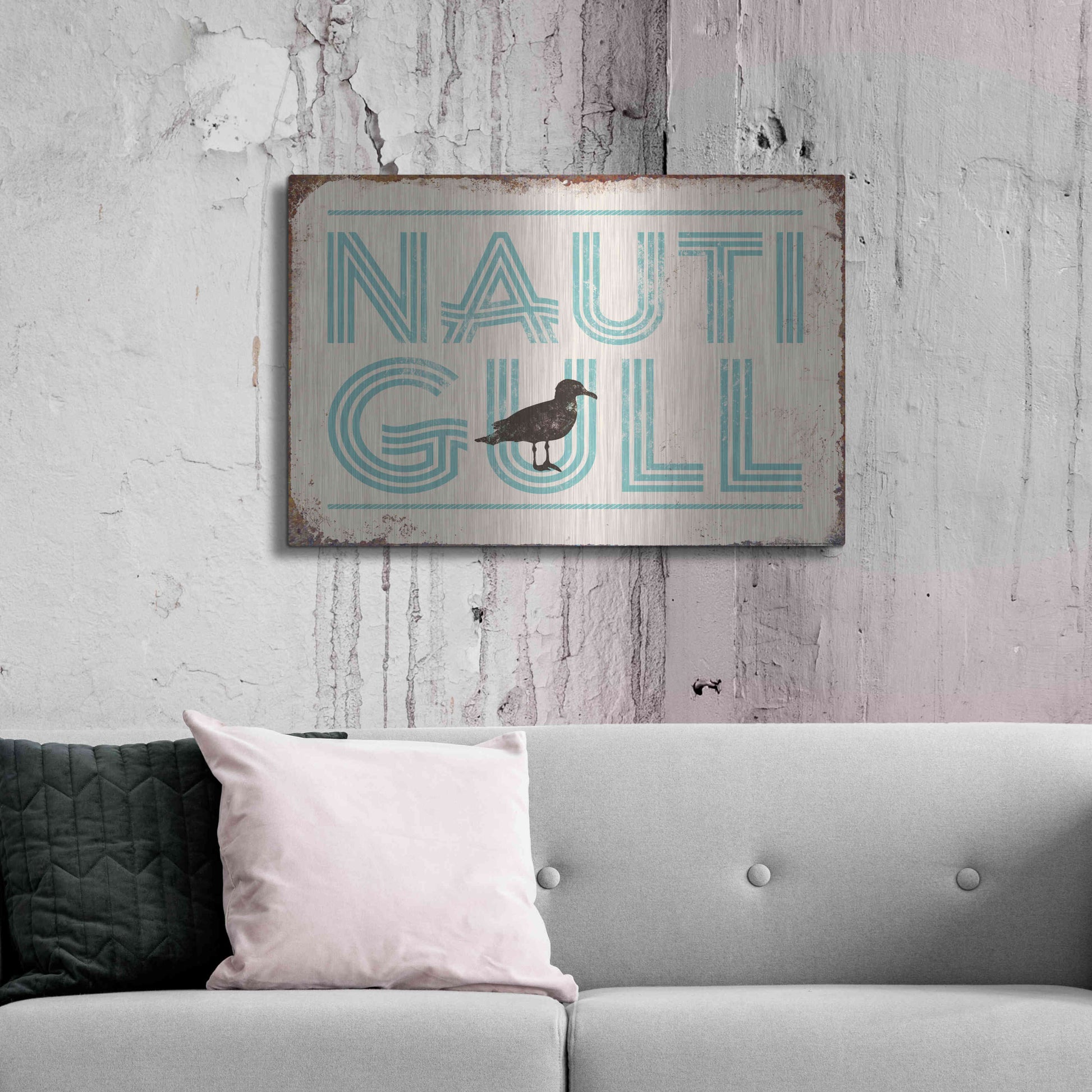 Luxe Metal Art 'Nautigull' by JJ Brando, Metal Wall Art,36x24