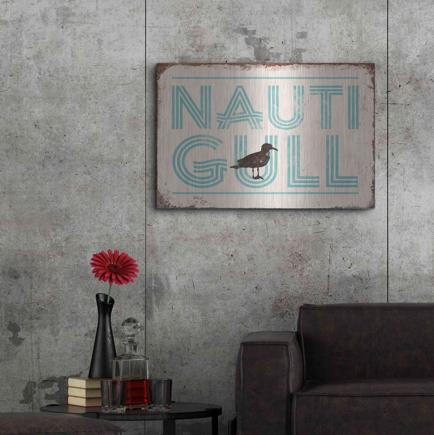 Luxe Metal Art 'Nautigull' by JJ Brando, Metal Wall Art,36x24