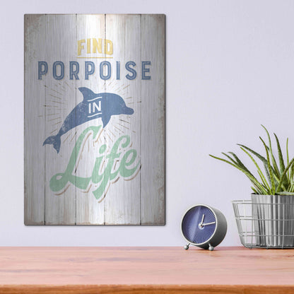 Luxe Metal Art 'Find Porpoise' by JJ Brando, Metal Wall Art,12x16