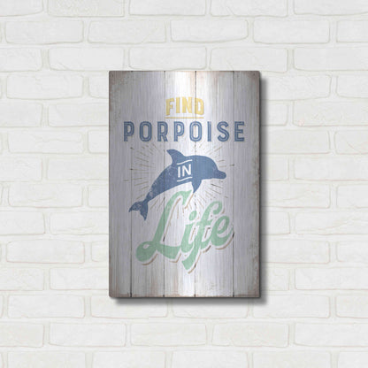 Luxe Metal Art 'Find Porpoise' by JJ Brando, Metal Wall Art,16x24