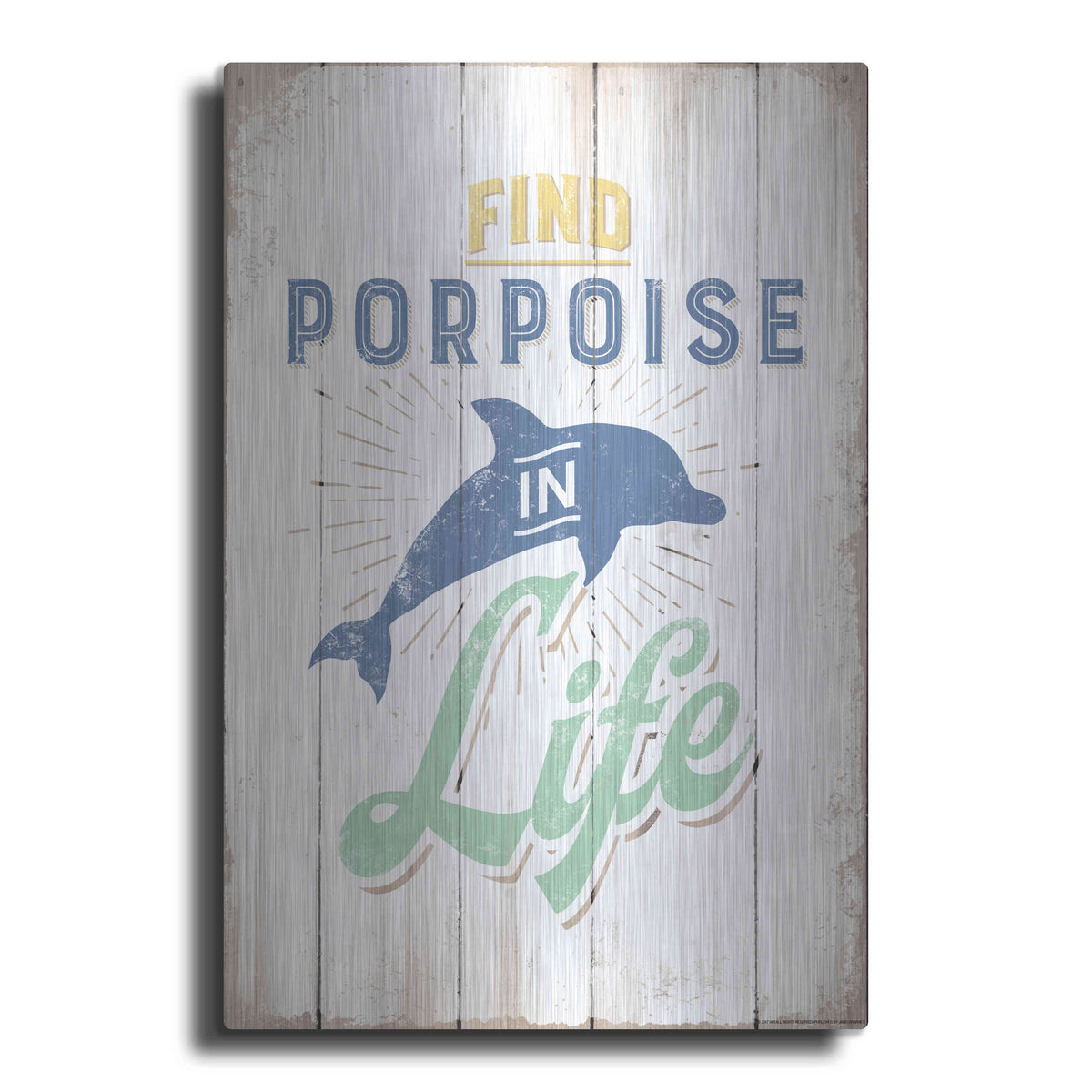 Luxe Metal Art 'Find Porpoise' by JJ Brando, Metal Wall Art