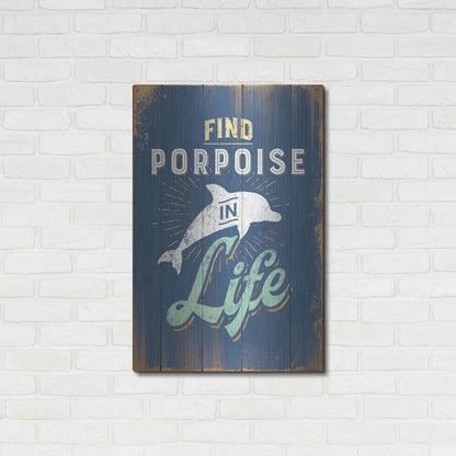 Luxe Metal Art 'Find Porpoise In Blue' by JJ Brando, Metal Wall Art,24x36