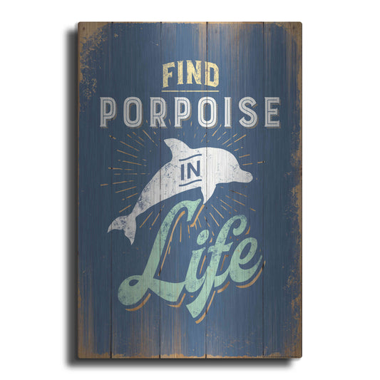 Luxe Metal Art 'Find Porpoise In Blue' by JJ Brando, Metal Wall Art