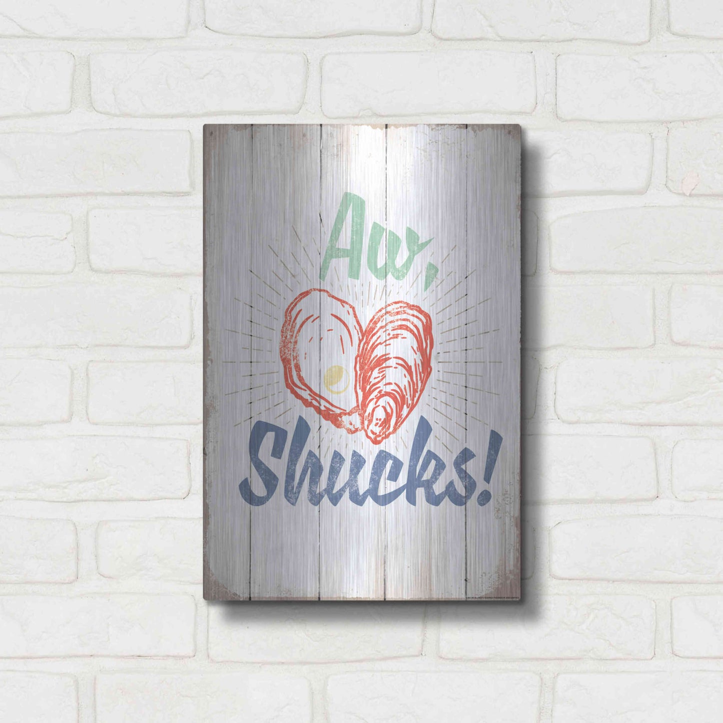 Luxe Metal Art 'Aw Shucks' by JJ Brando, Metal Wall Art,12x16