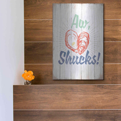 Luxe Metal Art 'Aw Shucks' by JJ Brando, Metal Wall Art,12x16