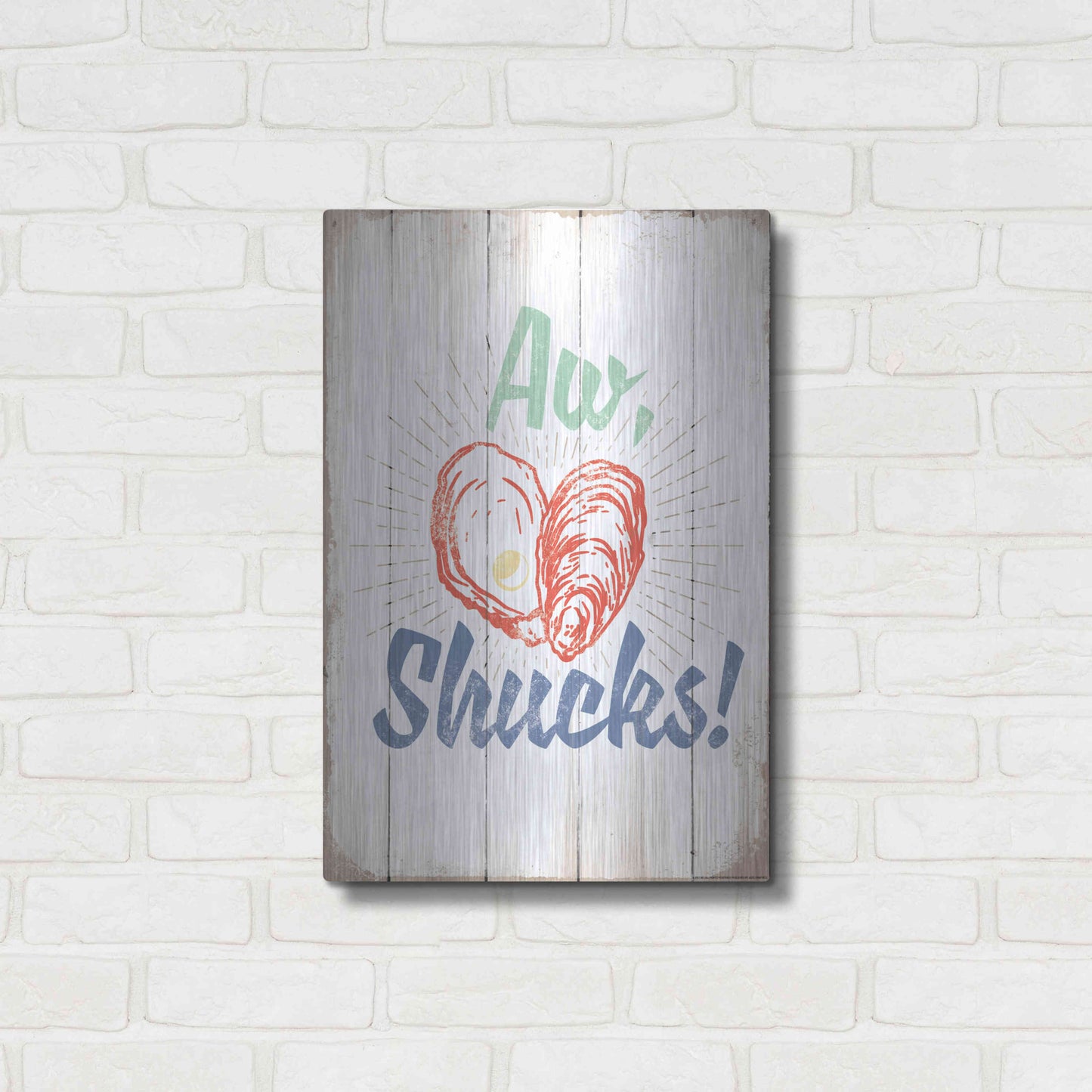 Luxe Metal Art 'Aw Shucks' by JJ Brando, Metal Wall Art,16x24