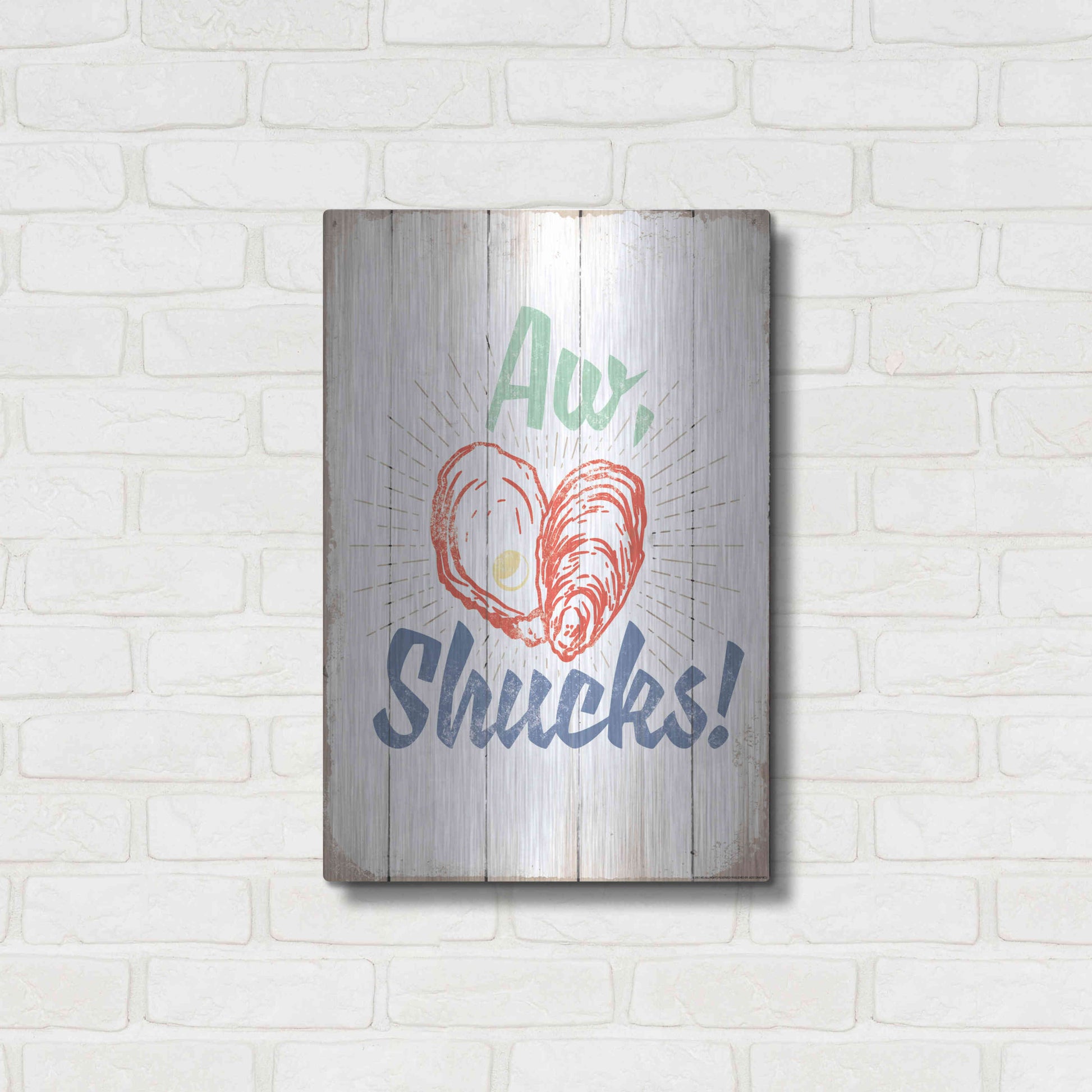 Luxe Metal Art 'Aw Shucks' by JJ Brando, Metal Wall Art,16x24