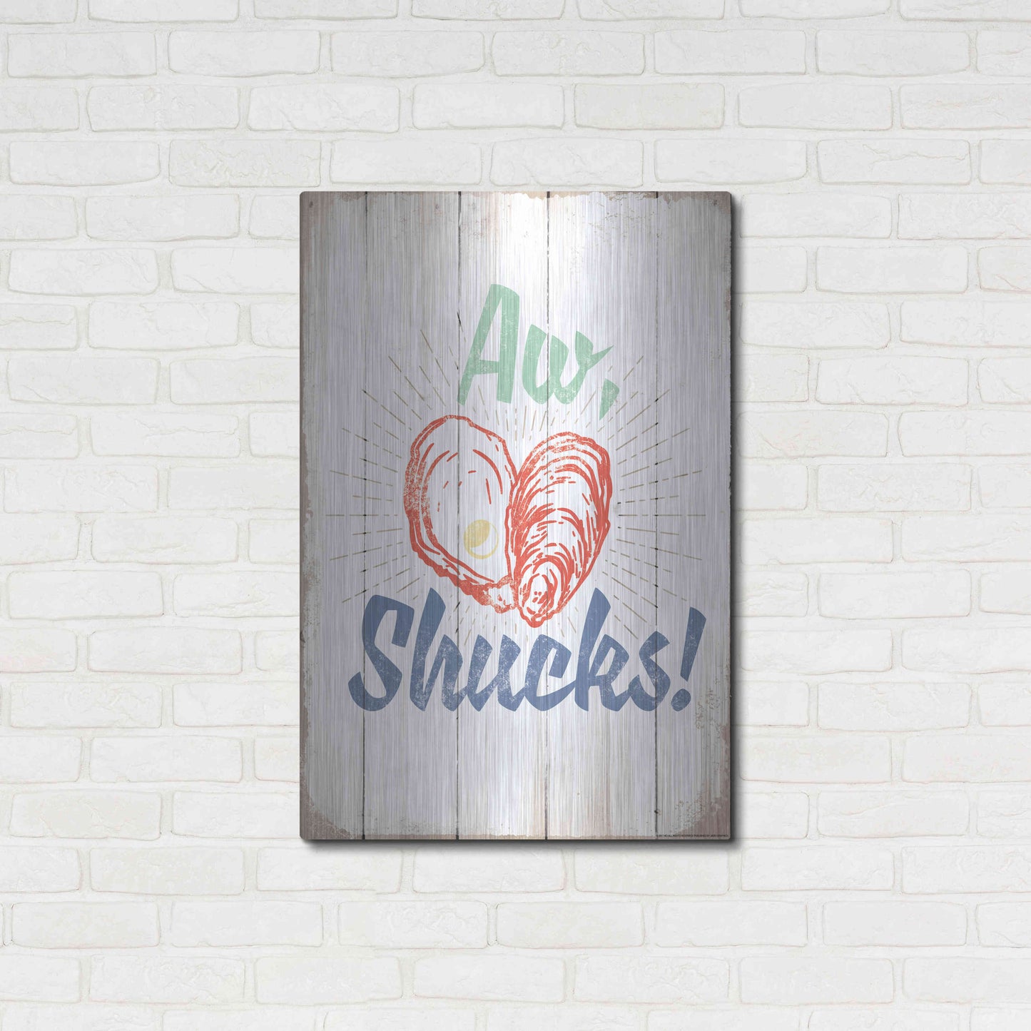 Luxe Metal Art 'Aw Shucks' by JJ Brando, Metal Wall Art,24x36