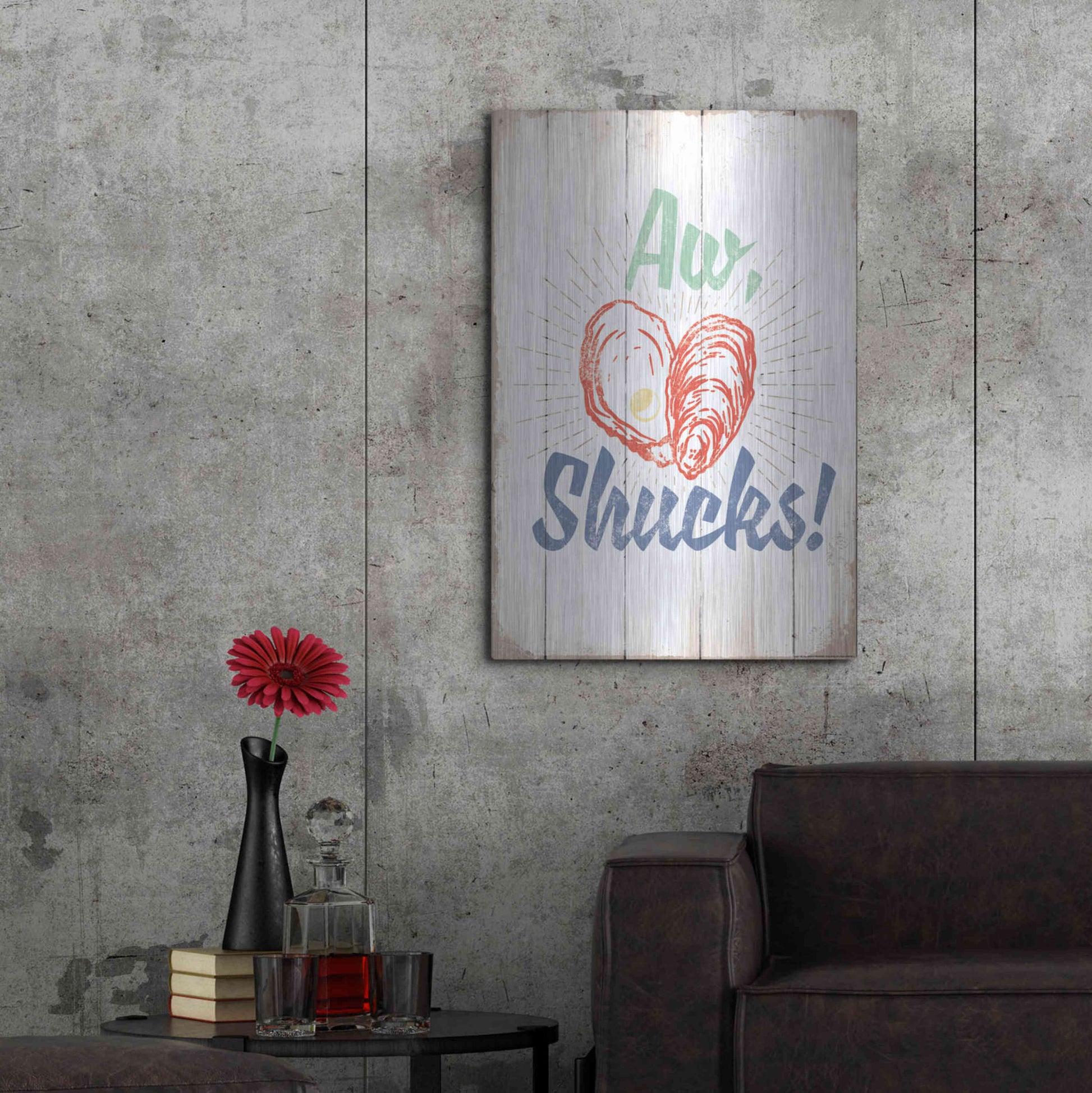 Luxe Metal Art 'Aw Shucks' by JJ Brando, Metal Wall Art,24x36