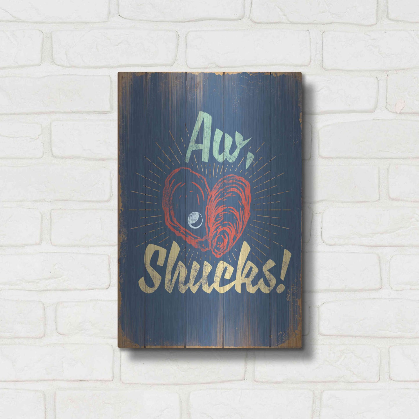 Luxe Metal Art 'Aw Shucks In Blue' by JJ Brando, Metal Wall Art,12x16