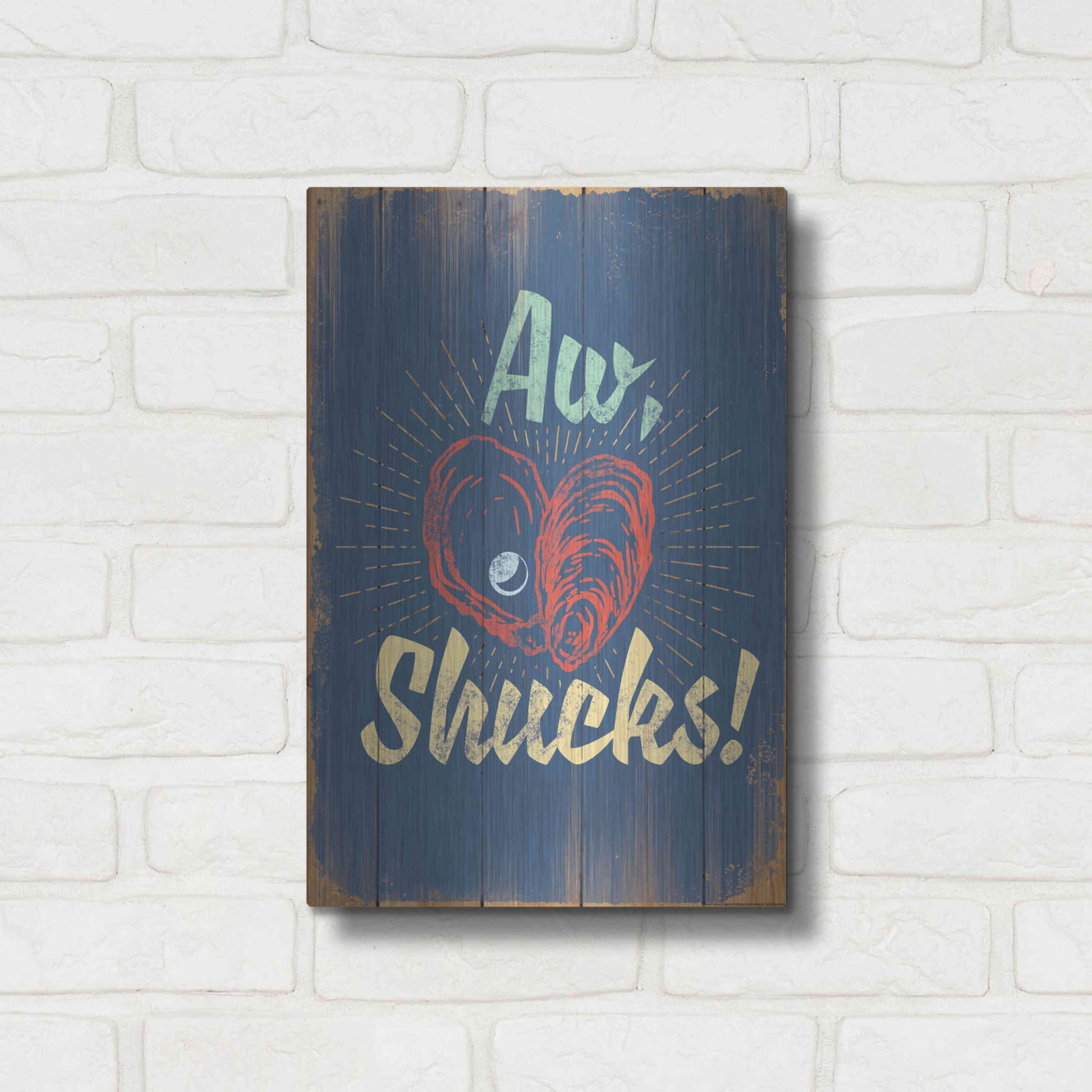 Luxe Metal Art 'Aw Shucks In Blue' by JJ Brando, Metal Wall Art,12x16