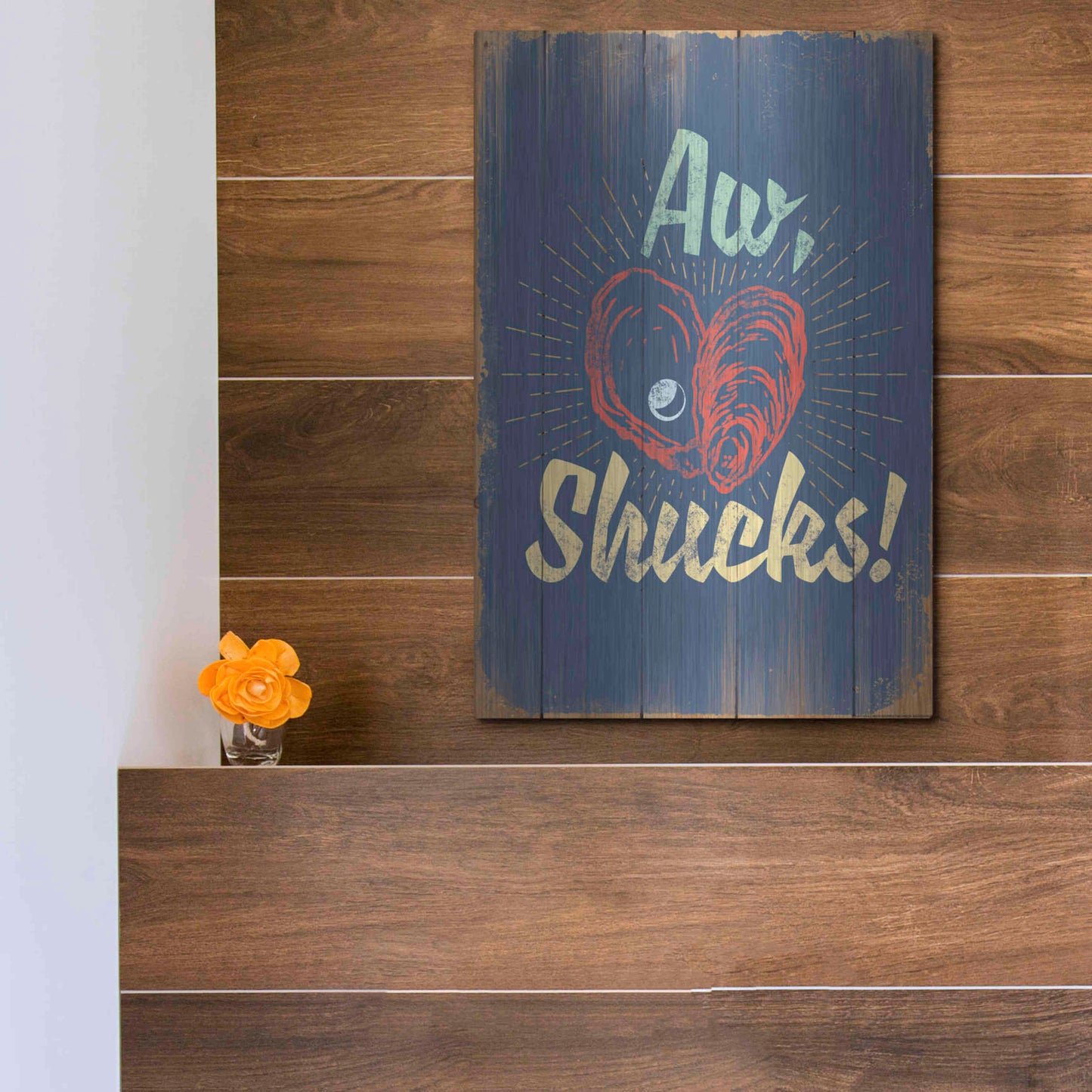 Luxe Metal Art 'Aw Shucks In Blue' by JJ Brando, Metal Wall Art,12x16