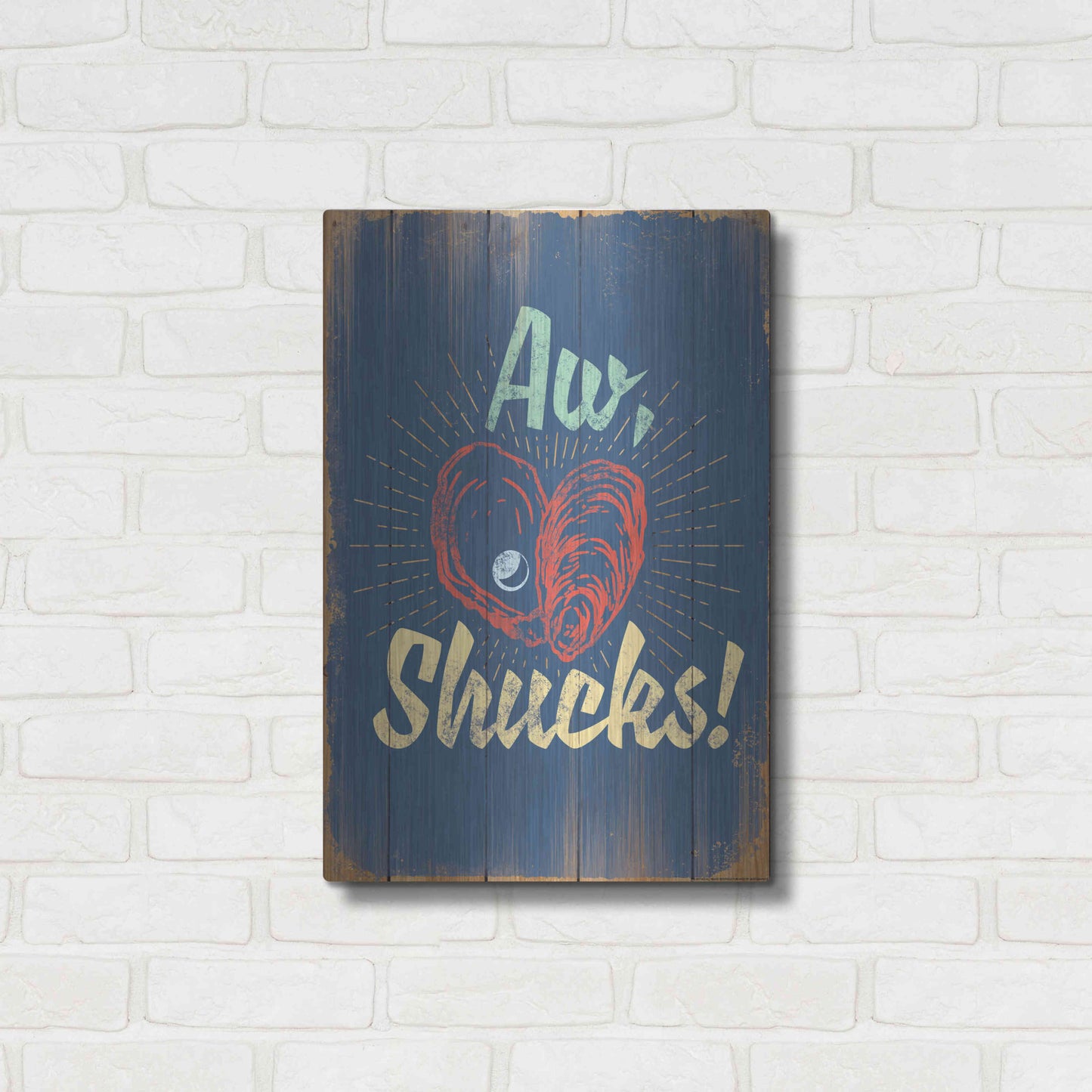 Luxe Metal Art 'Aw Shucks In Blue' by JJ Brando, Metal Wall Art,16x24