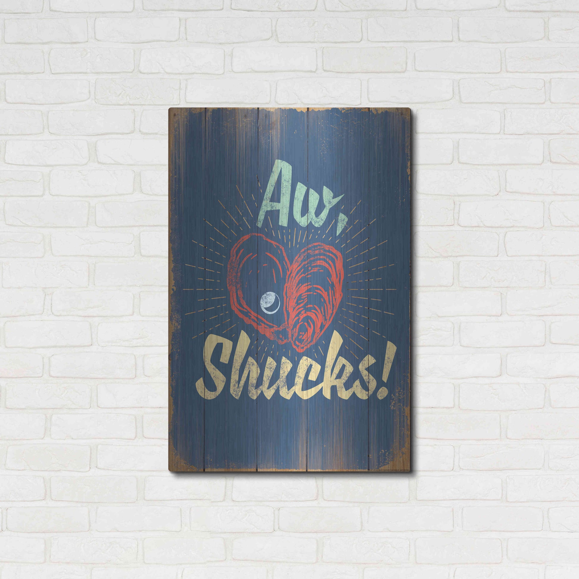 Luxe Metal Art 'Aw Shucks In Blue' by JJ Brando, Metal Wall Art,24x36