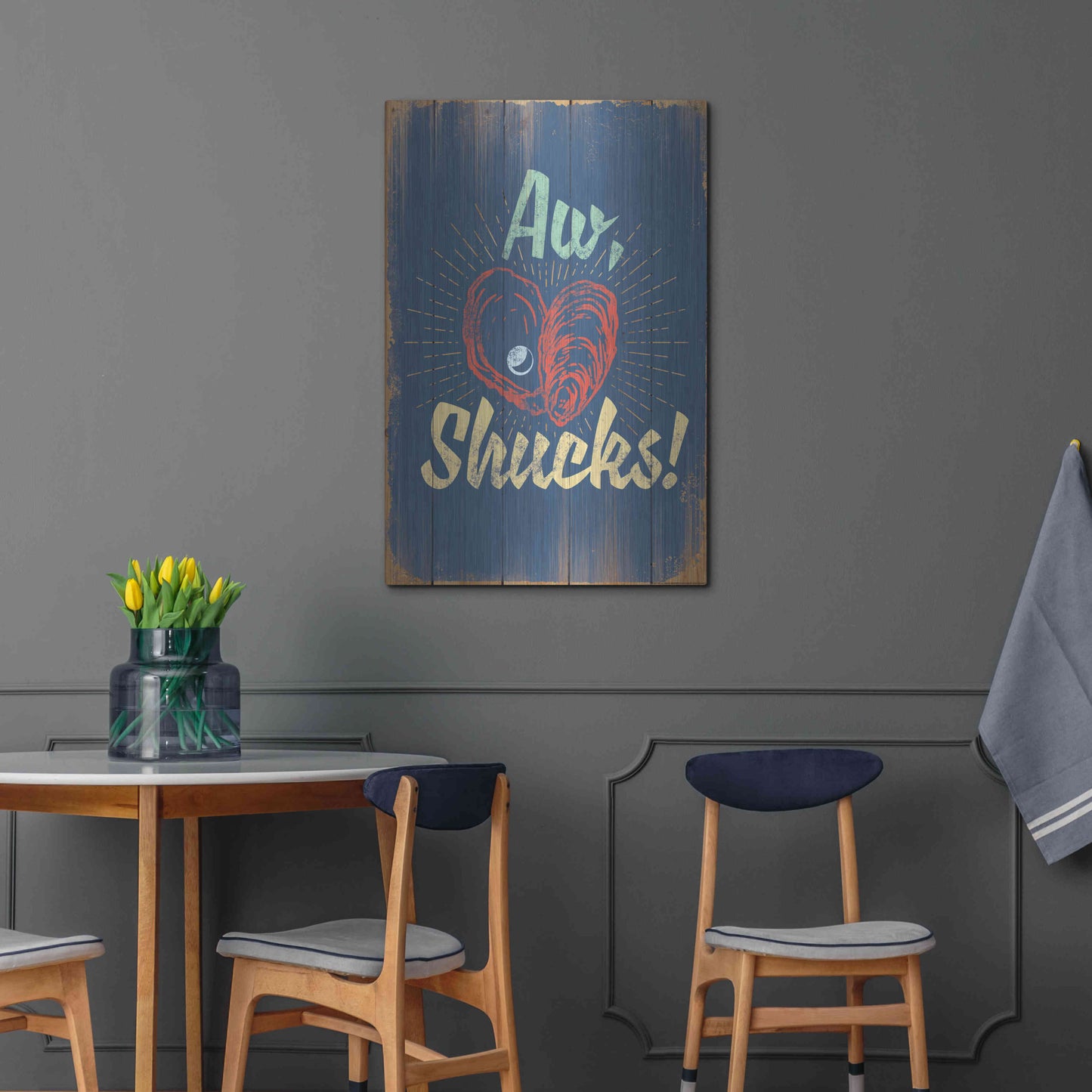 Luxe Metal Art 'Aw Shucks In Blue' by JJ Brando, Metal Wall Art,24x36