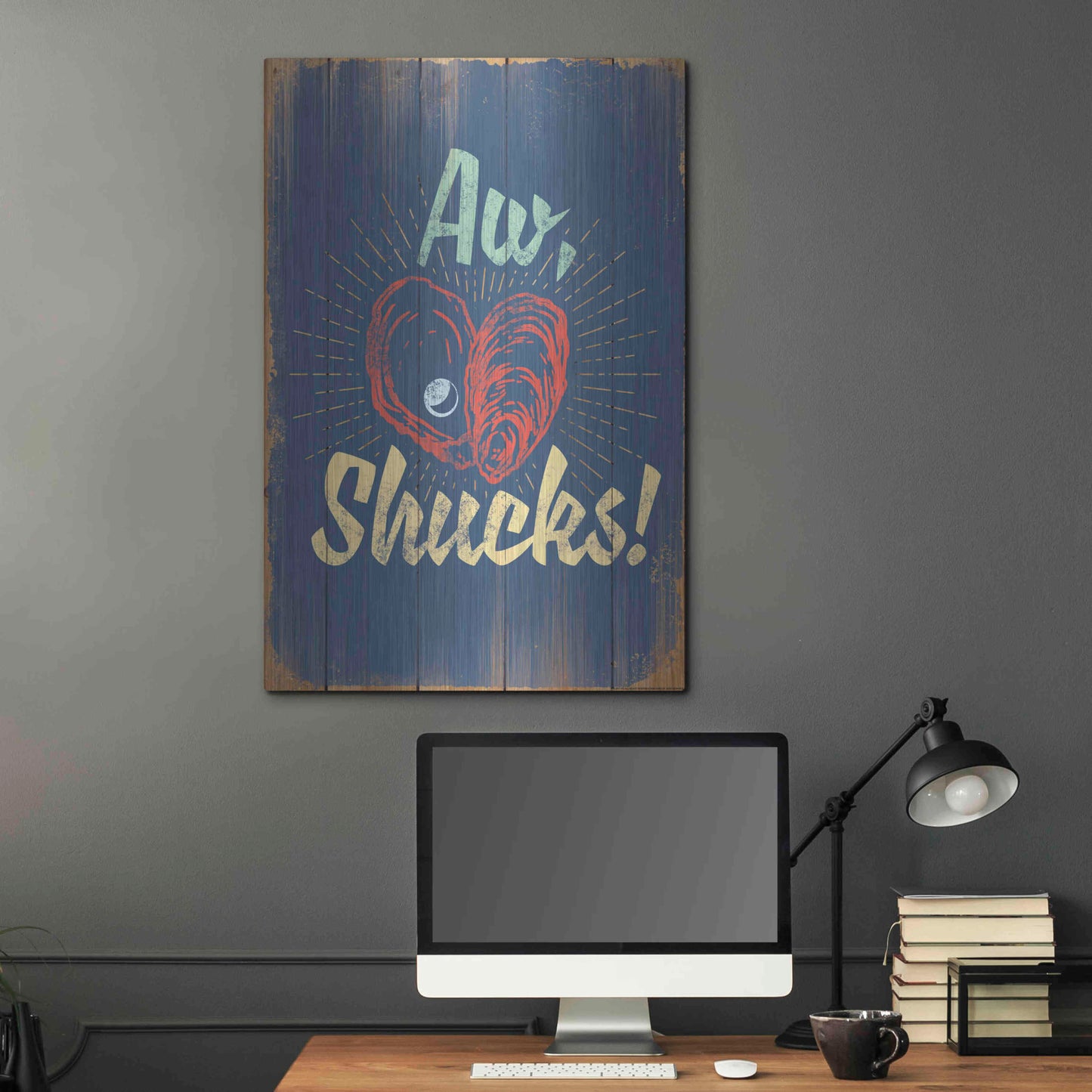 Luxe Metal Art 'Aw Shucks In Blue' by JJ Brando, Metal Wall Art,24x36