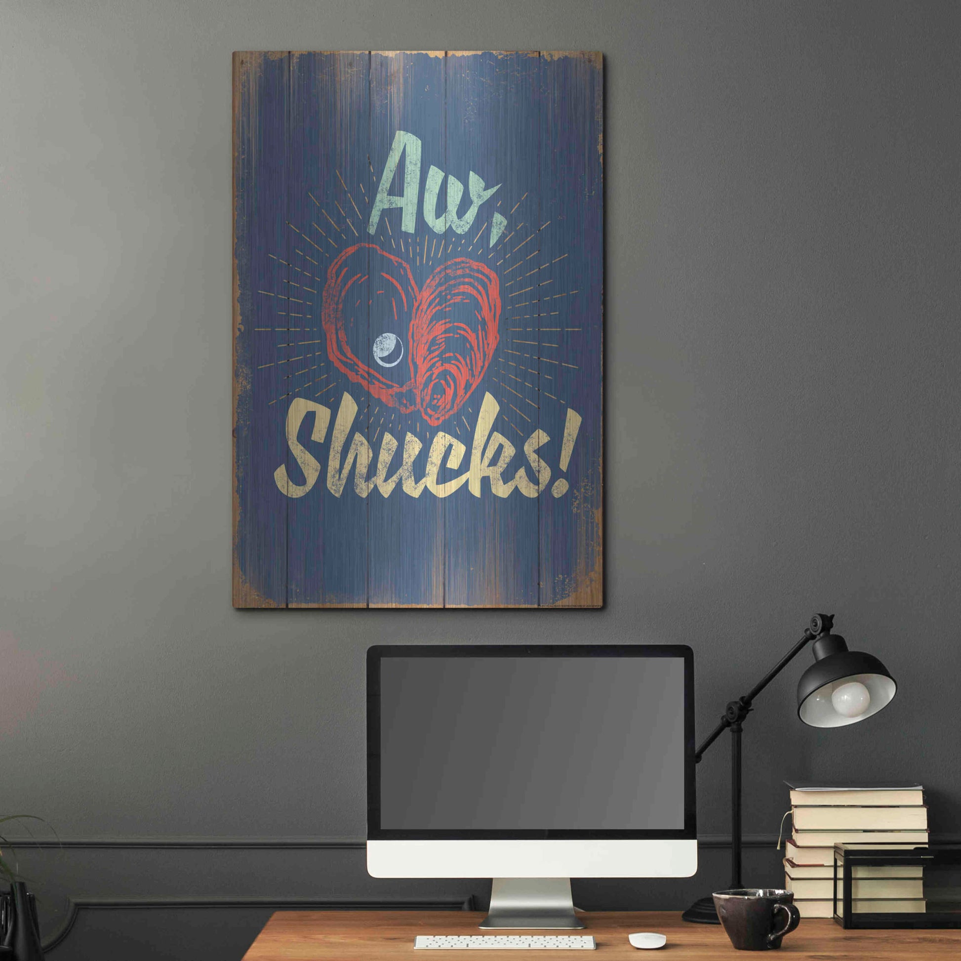 Luxe Metal Art 'Aw Shucks In Blue' by JJ Brando, Metal Wall Art,24x36