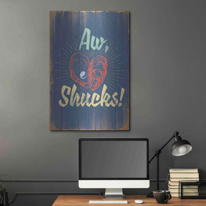 Luxe Metal Art 'Aw Shucks In Blue' by JJ Brando, Metal Wall Art,24x36