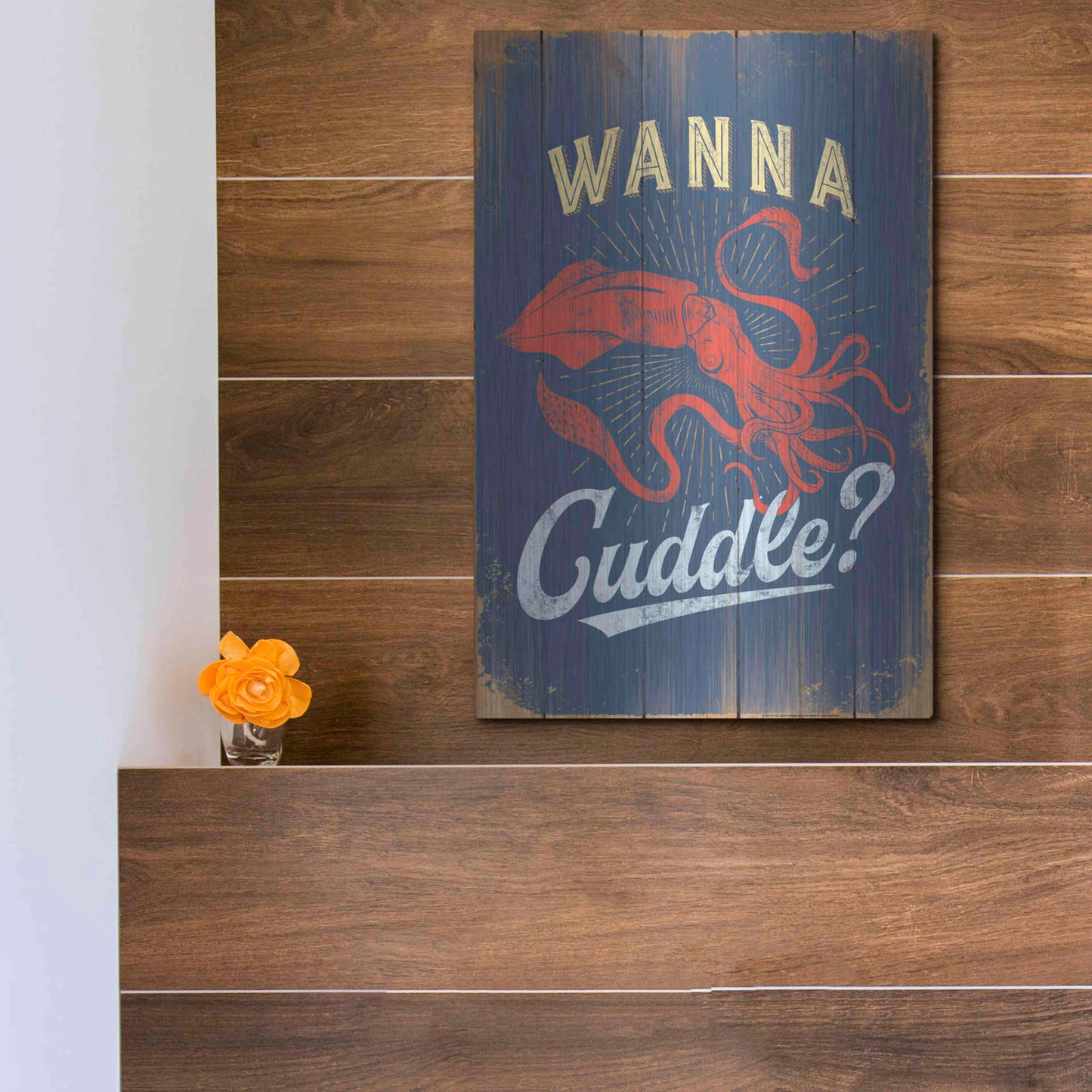 Luxe Metal Art 'Wanna Cuddle In Blue' by JJ Brando, Metal Wall Art,12x16