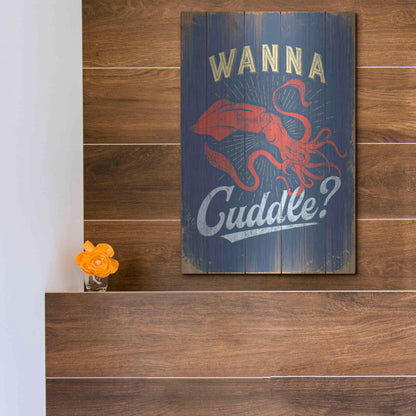 Luxe Metal Art 'Wanna Cuddle In Blue' by JJ Brando, Metal Wall Art,12x16