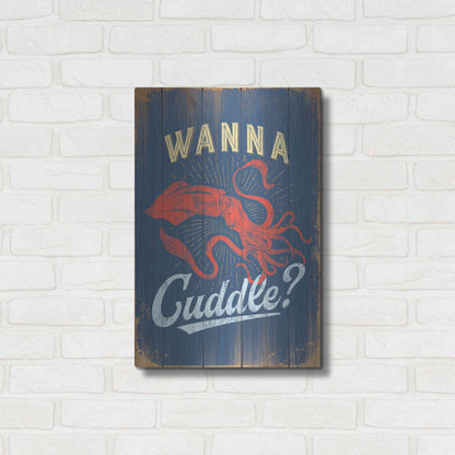 Luxe Metal Art 'Wanna Cuddle In Blue' by JJ Brando, Metal Wall Art,16x24