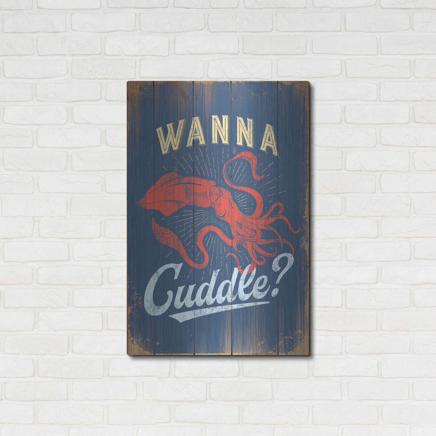 Luxe Metal Art 'Wanna Cuddle In Blue' by JJ Brando, Metal Wall Art,24x36