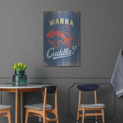 Luxe Metal Art 'Wanna Cuddle In Blue' by JJ Brando, Metal Wall Art,24x36