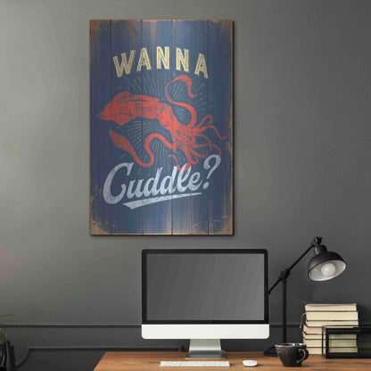 Luxe Metal Art 'Wanna Cuddle In Blue' by JJ Brando, Metal Wall Art,24x36