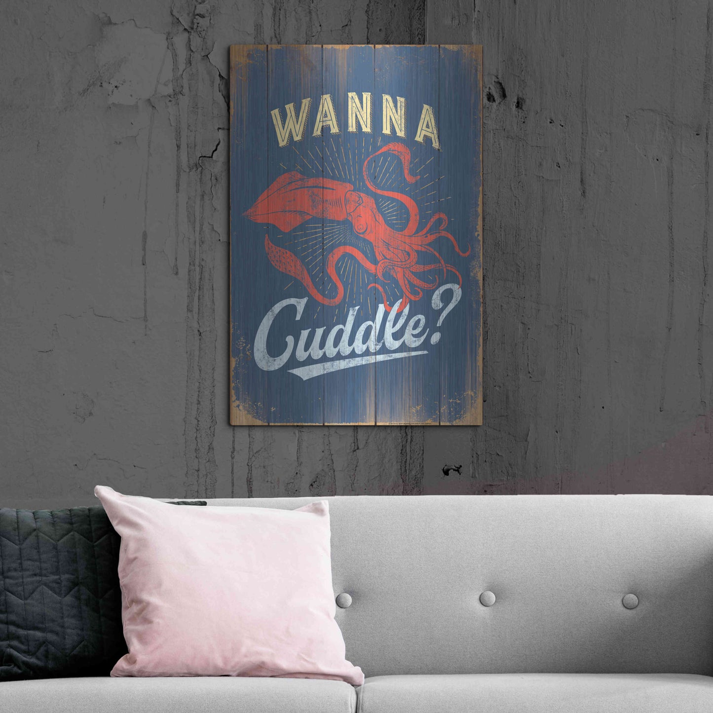 Luxe Metal Art 'Wanna Cuddle In Blue' by JJ Brando, Metal Wall Art,24x36