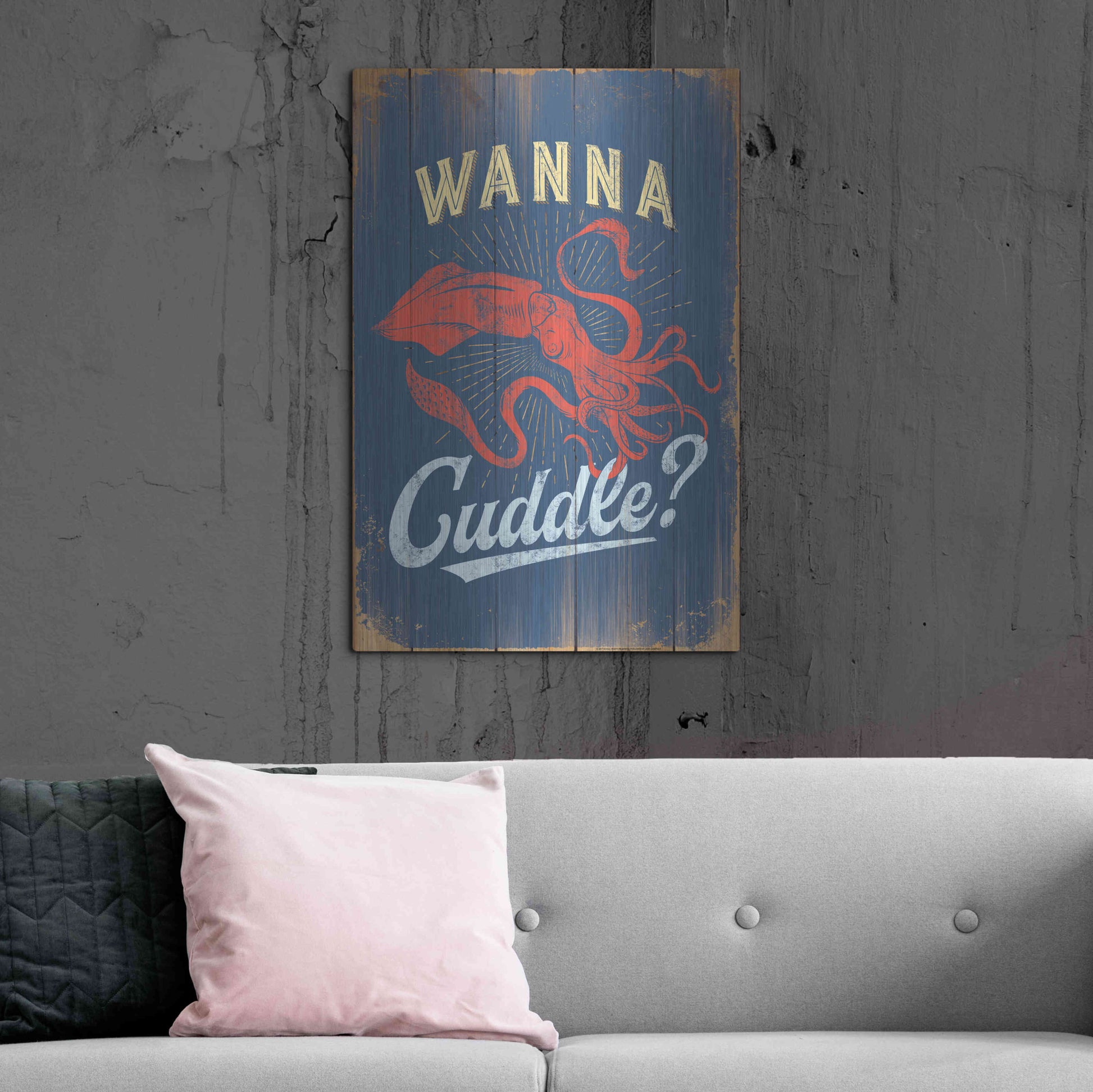 Luxe Metal Art 'Wanna Cuddle In Blue' by JJ Brando, Metal Wall Art,24x36