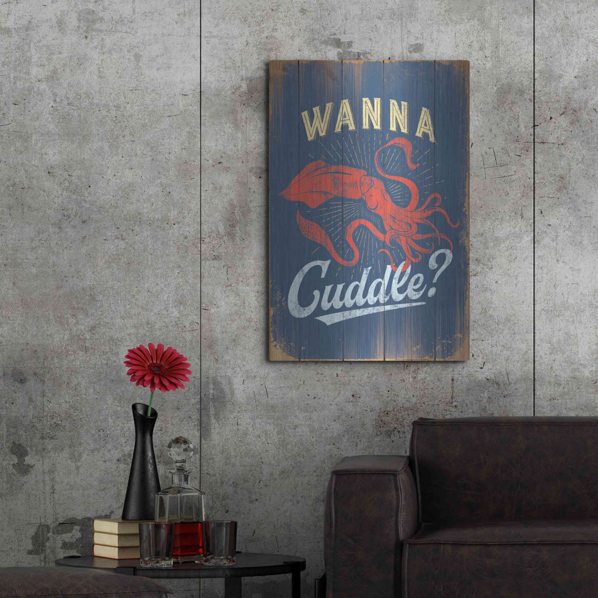 Luxe Metal Art 'Wanna Cuddle In Blue' by JJ Brando, Metal Wall Art,24x36