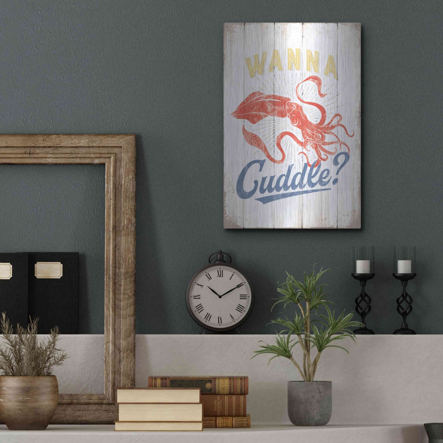 Luxe Metal Art 'Wanna Cuddle' by JJ Brando, Metal Wall Art,12x16