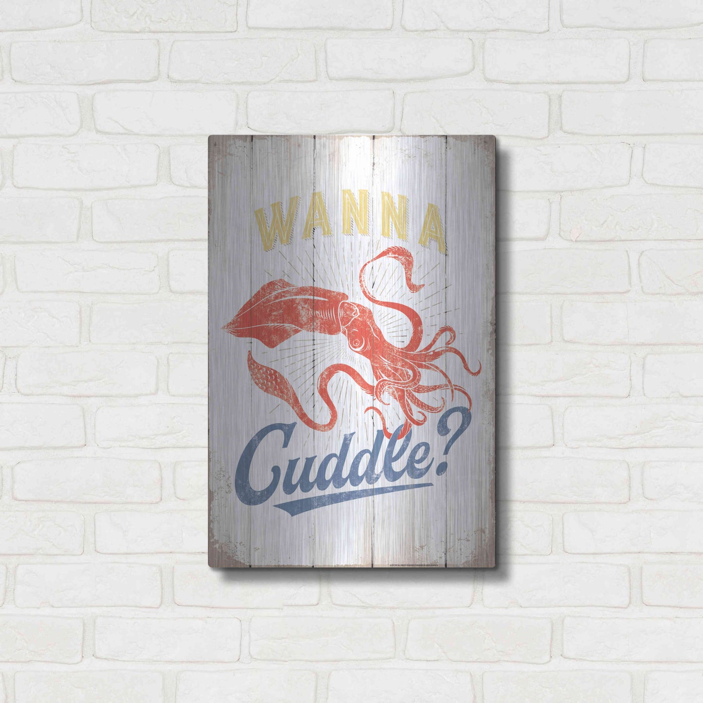 Luxe Metal Art 'Wanna Cuddle' by JJ Brando, Metal Wall Art,16x24