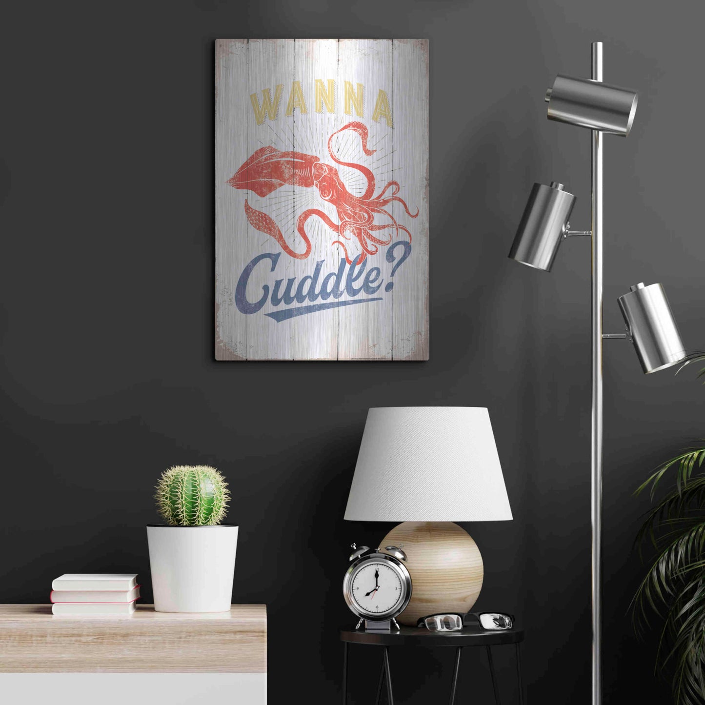 Luxe Metal Art 'Wanna Cuddle' by JJ Brando, Metal Wall Art,16x24