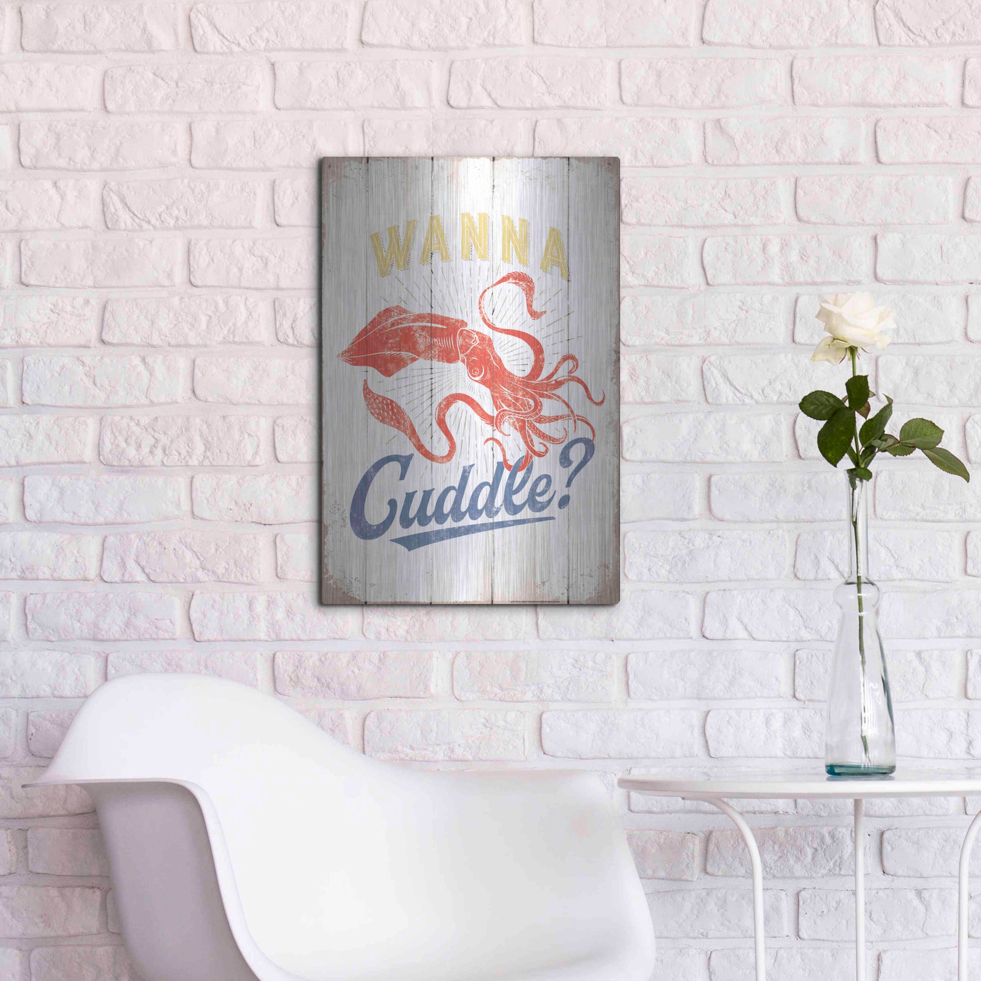 Luxe Metal Art 'Wanna Cuddle' by JJ Brando, Metal Wall Art,16x24