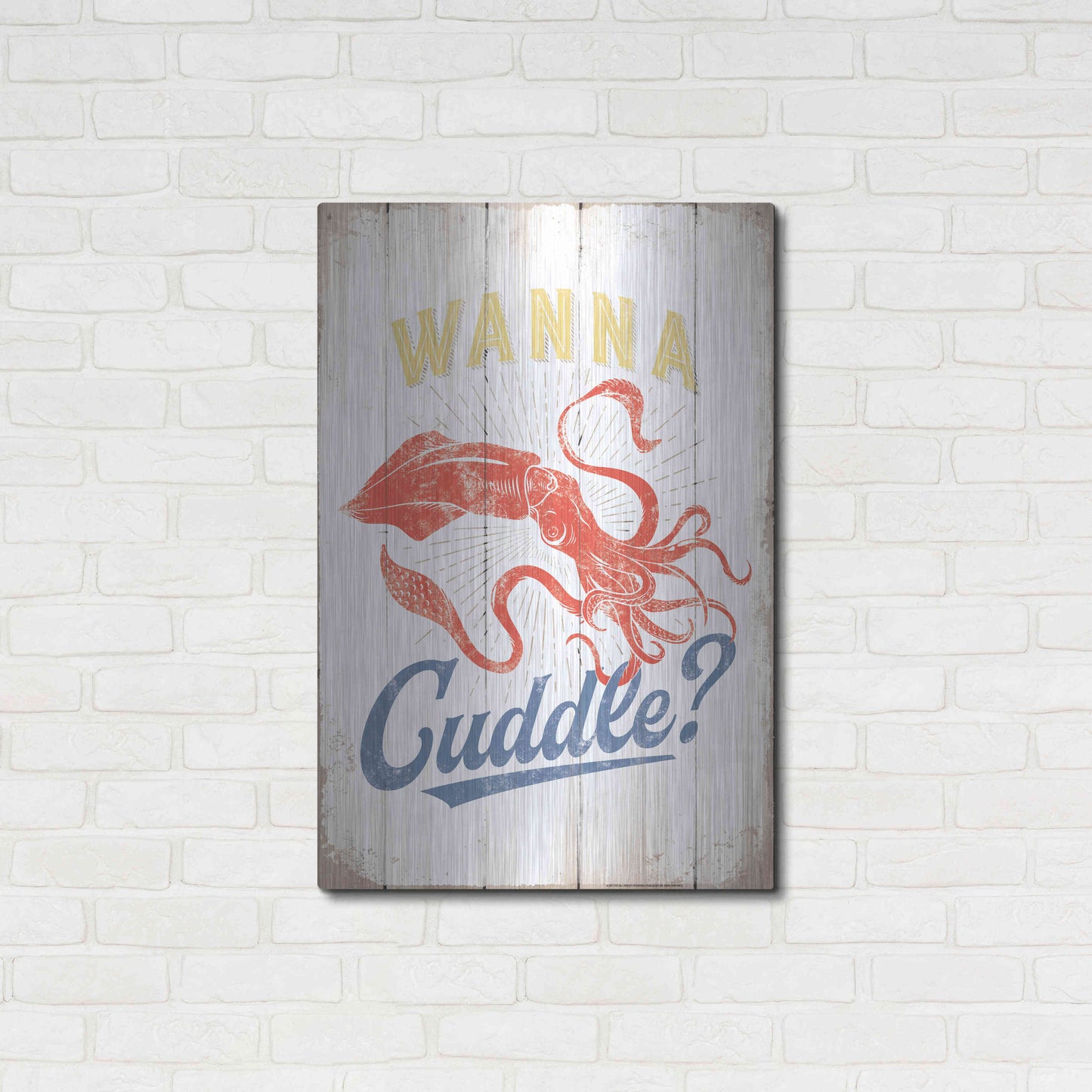 Luxe Metal Art 'Wanna Cuddle' by JJ Brando, Metal Wall Art,24x36