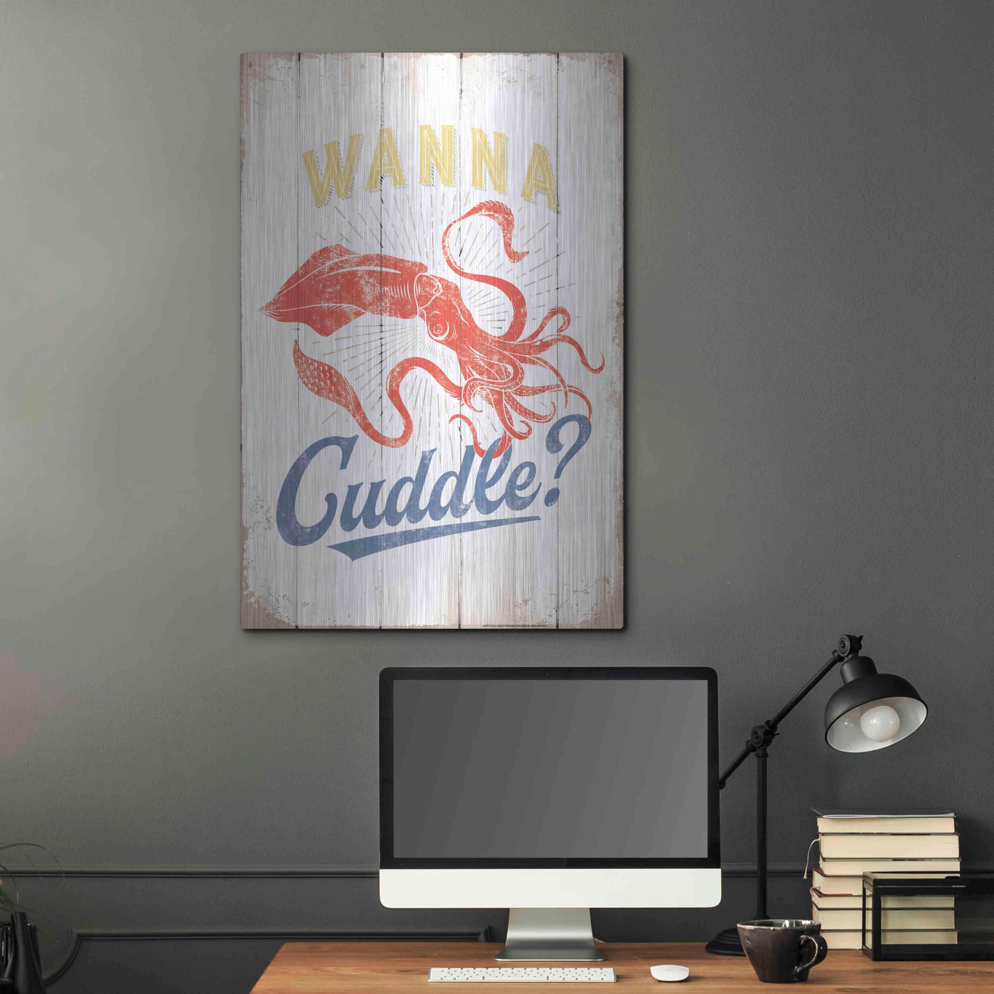 Luxe Metal Art 'Wanna Cuddle' by JJ Brando, Metal Wall Art,24x36