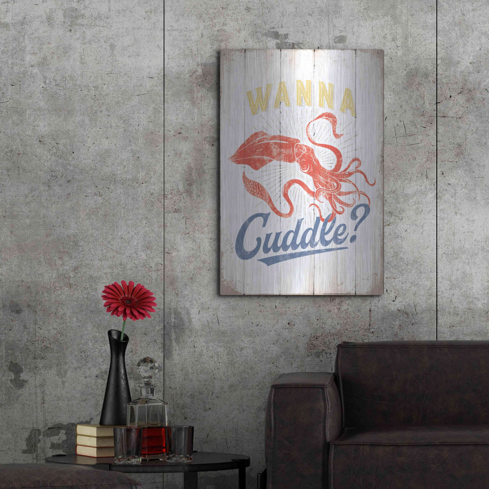 Luxe Metal Art 'Wanna Cuddle' by JJ Brando, Metal Wall Art,24x36