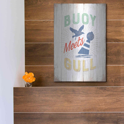 Luxe Metal Art 'Buoy Meets Gull' by JJ Brando, Metal Wall Art,12x16