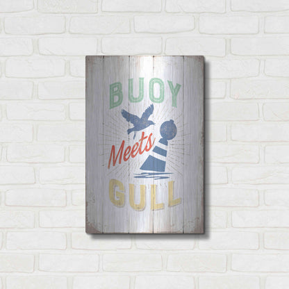 Luxe Metal Art 'Buoy Meets Gull' by JJ Brando, Metal Wall Art,16x24