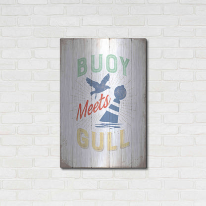 Luxe Metal Art 'Buoy Meets Gull' by JJ Brando, Metal Wall Art,24x36