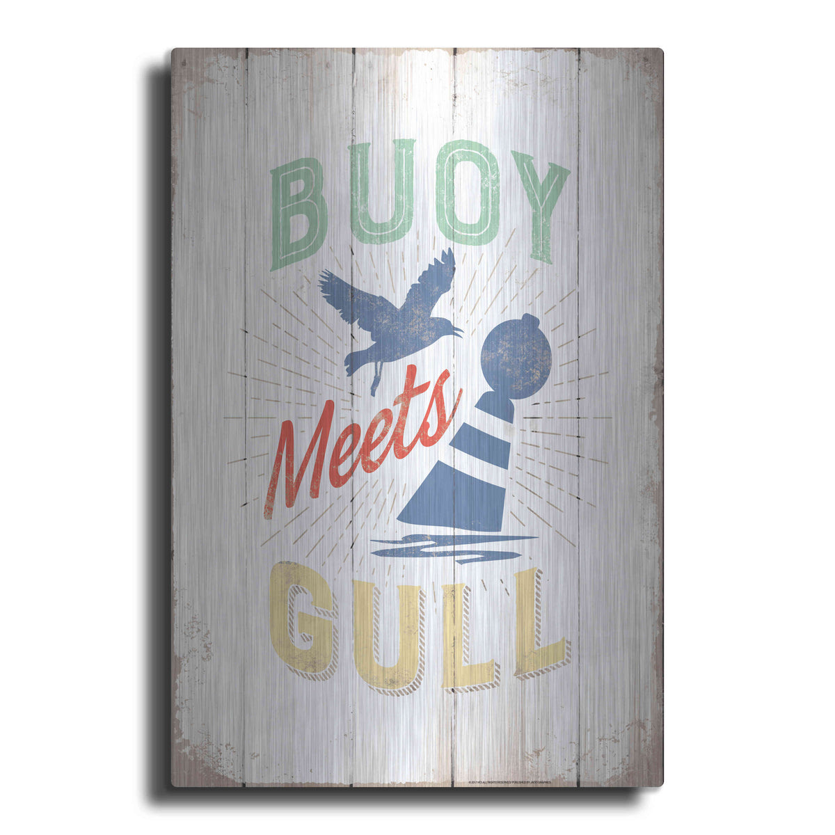 Luxe Metal Art 'Buoy Meets Gull' by JJ Brando, Metal Wall Art