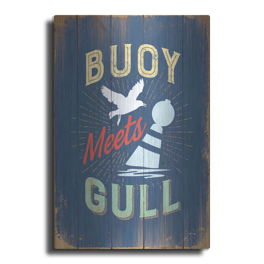 Luxe Metal Art 'Buoy Meets Gull In Blue' by JJ Brando, Metal Wall Art
