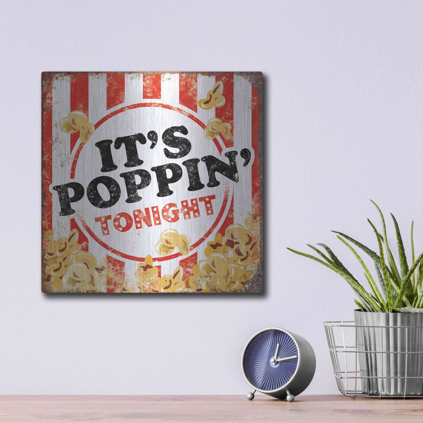 Luxe Metal Art 'It's Poppin' by JJ Brando, Metal Wall Art,12x12