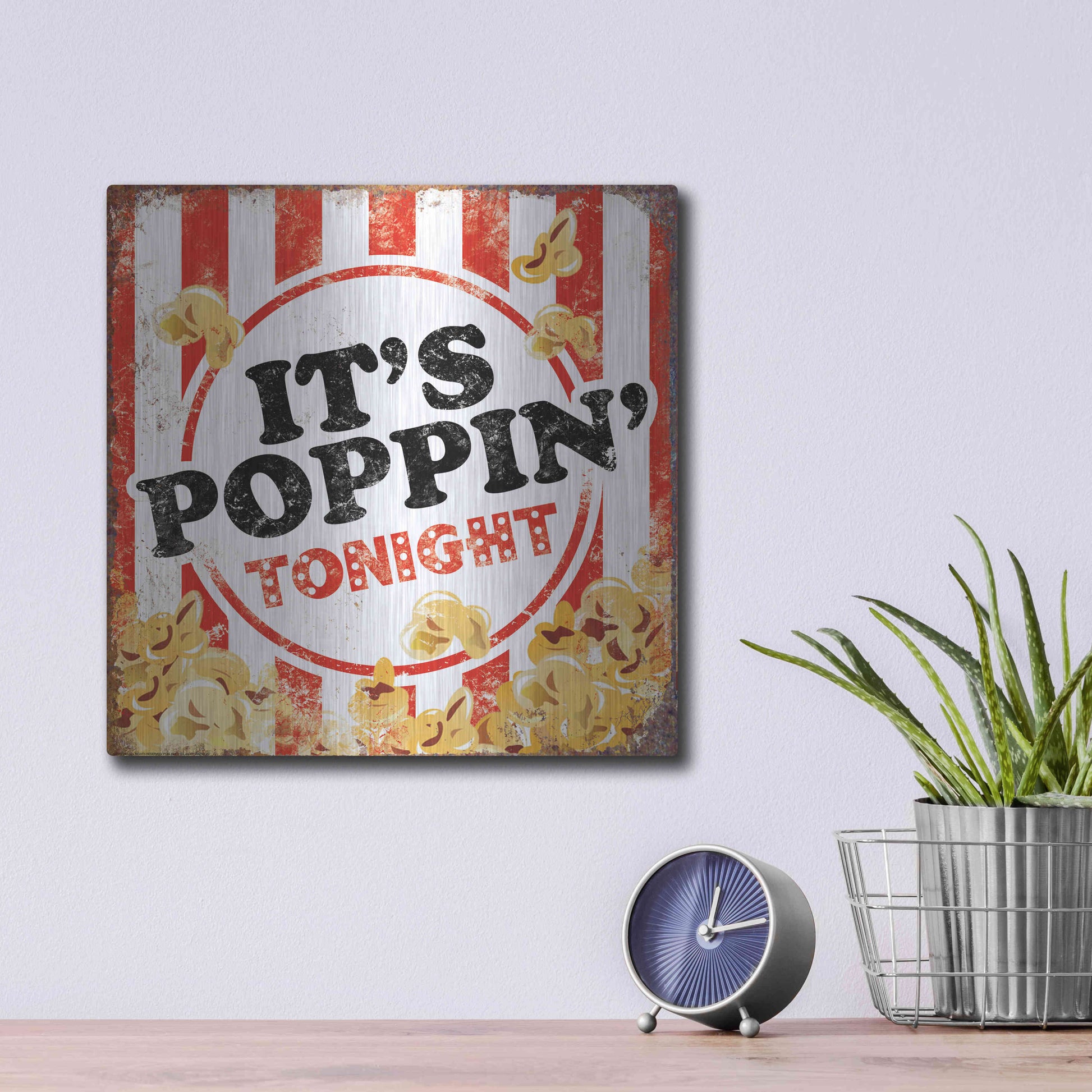 Luxe Metal Art 'It's Poppin' by JJ Brando, Metal Wall Art,12x12