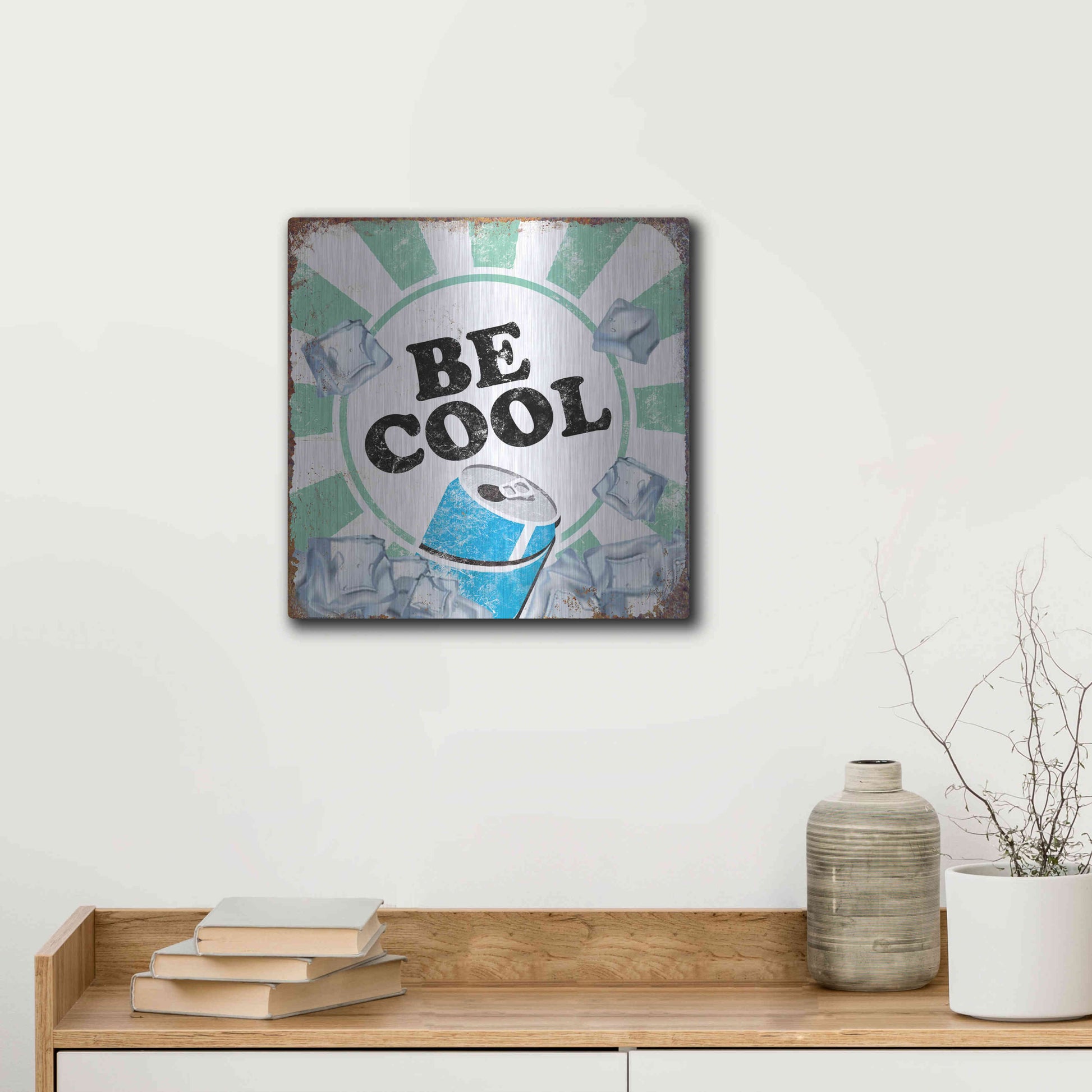 Luxe Metal Art 'Be Cool' by JJ Brando, Metal Wall Art,12x12