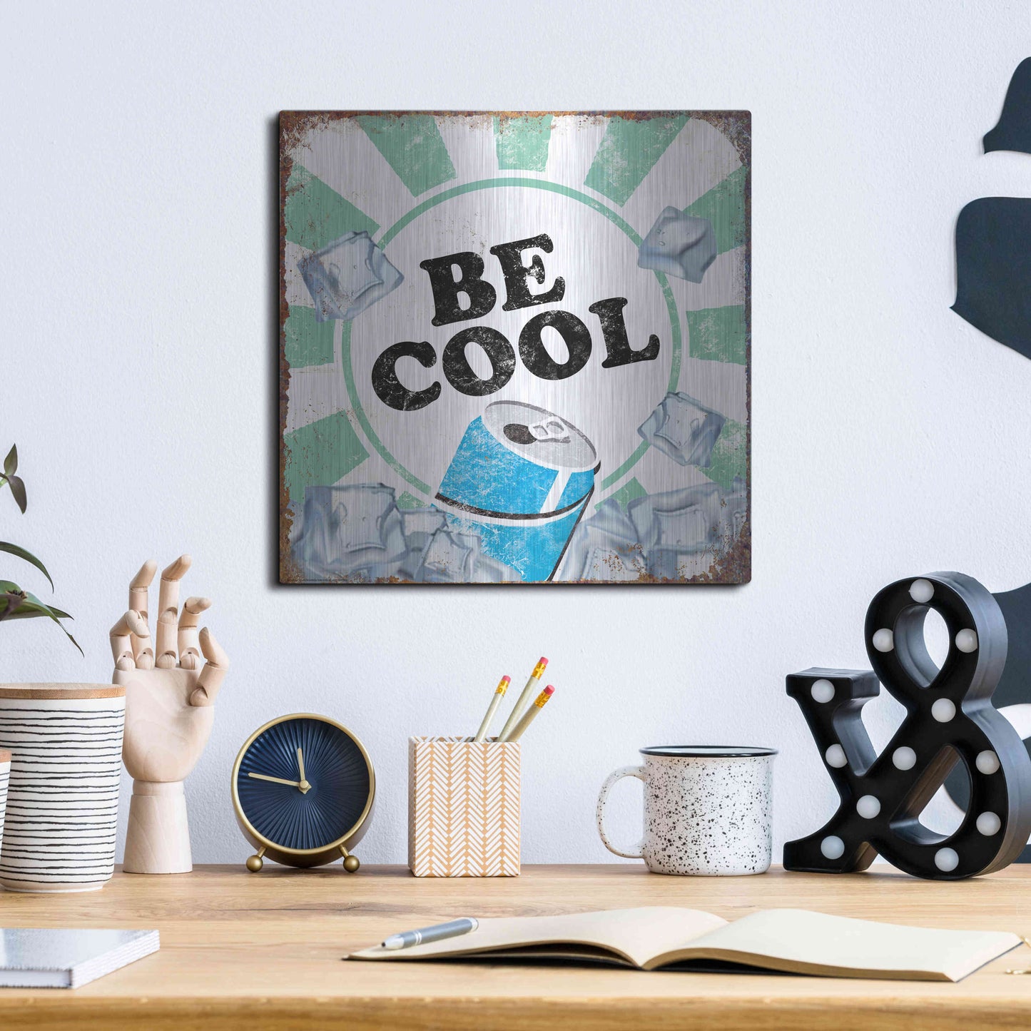Luxe Metal Art 'Be Cool' by JJ Brando, Metal Wall Art,12x12