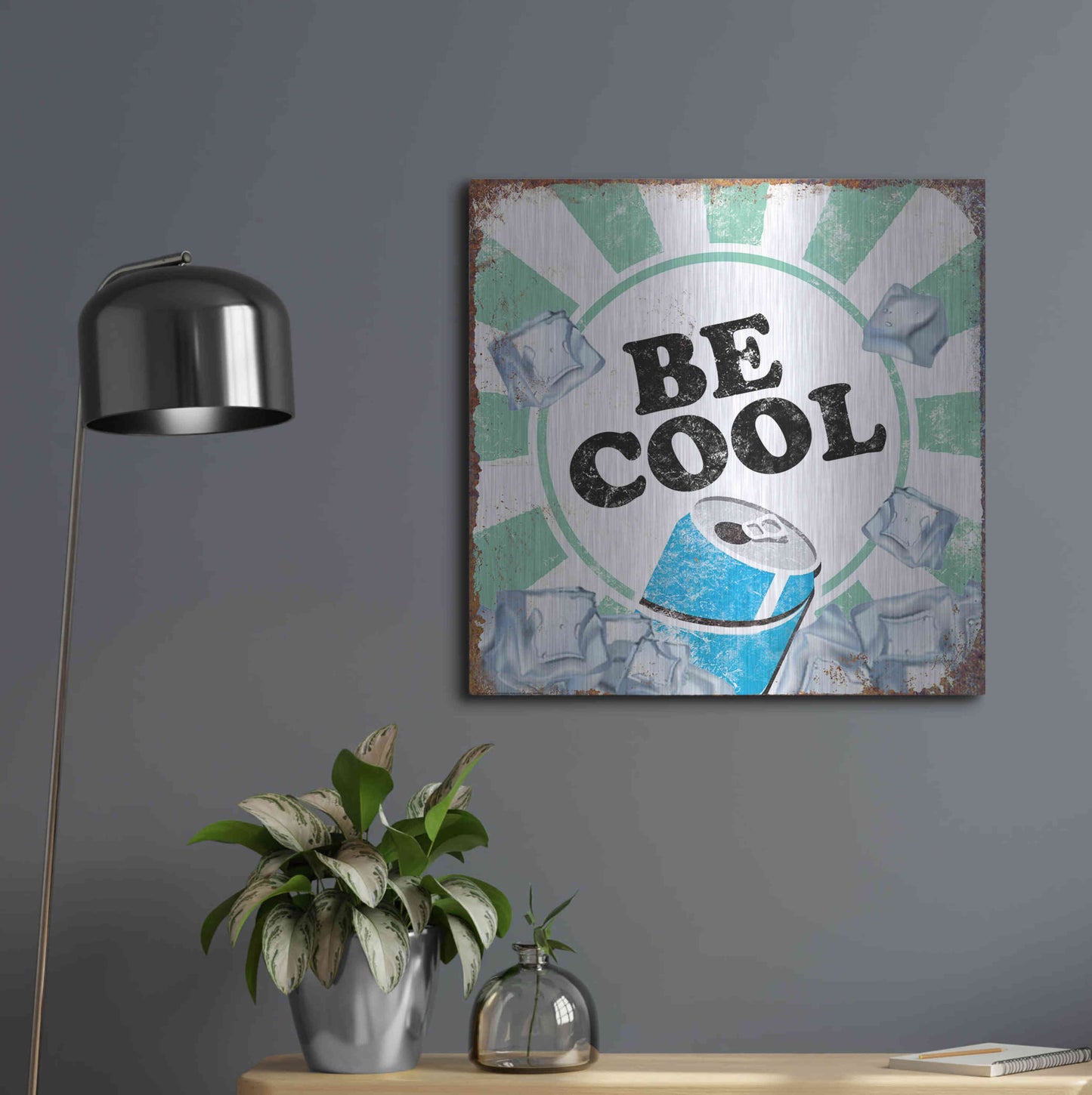 Luxe Metal Art 'Be Cool' by JJ Brando, Metal Wall Art,24x24