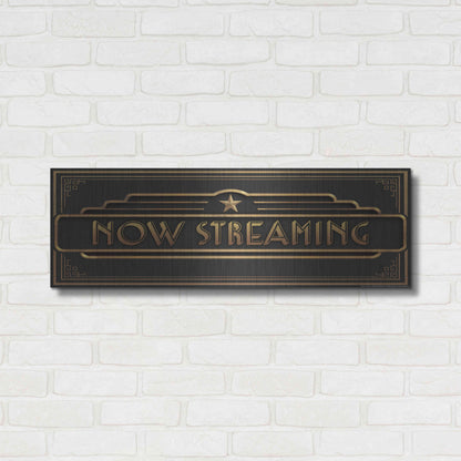 Luxe Metal Art 'Now Streaming' by JJ Brando, Metal Wall Art,36x12